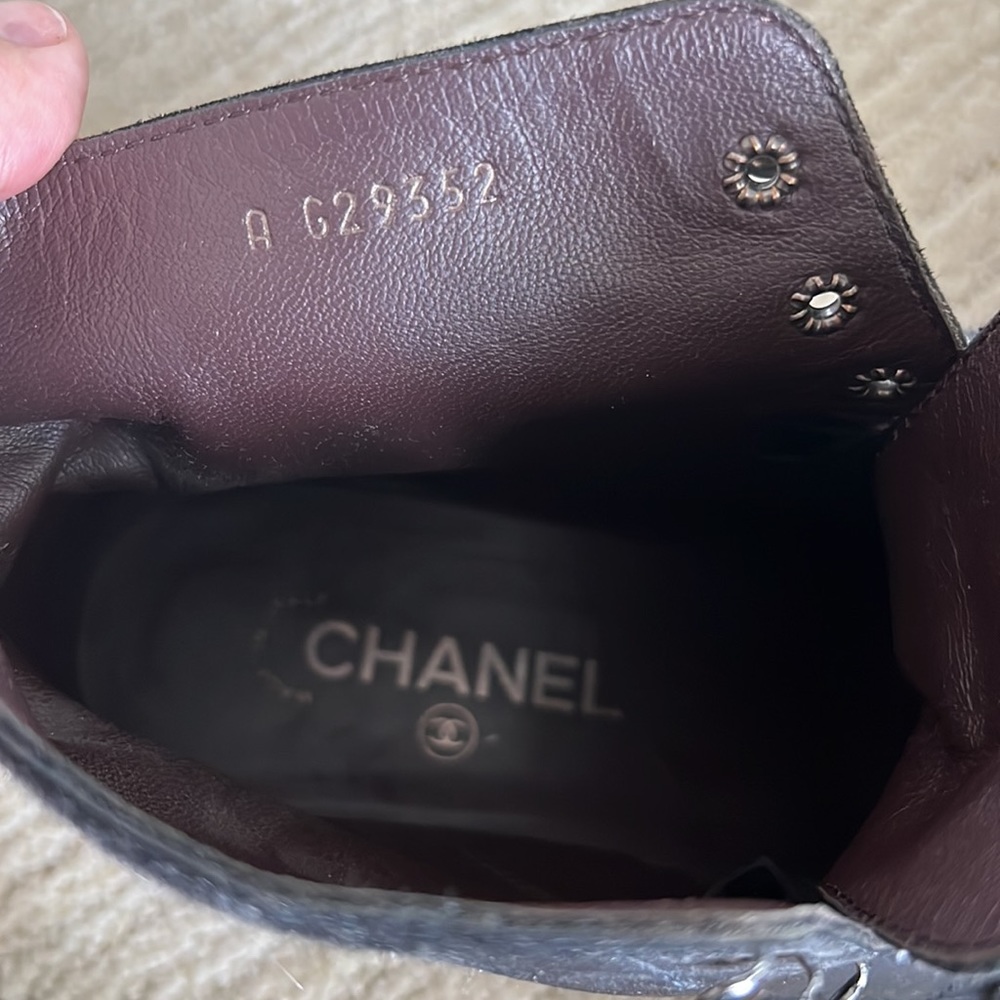 Chanel Black Lace Up Ankle Boots - Picture 8 of 11